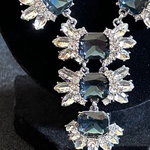 Charter Club Faux Gem ‘Y’ Necklace in Indigo and Clear Stones